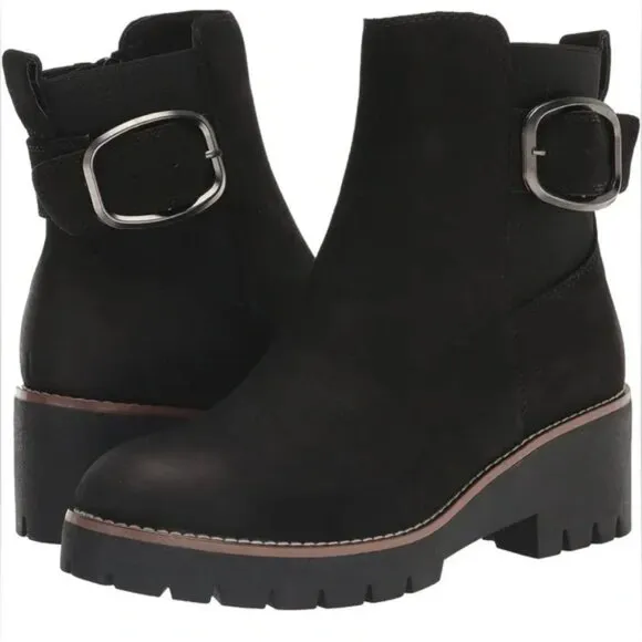 BLONDO Women's Black Suede DAHLIA WATERPROOF Lug Sole Ankle Boots 9.5 NEW
