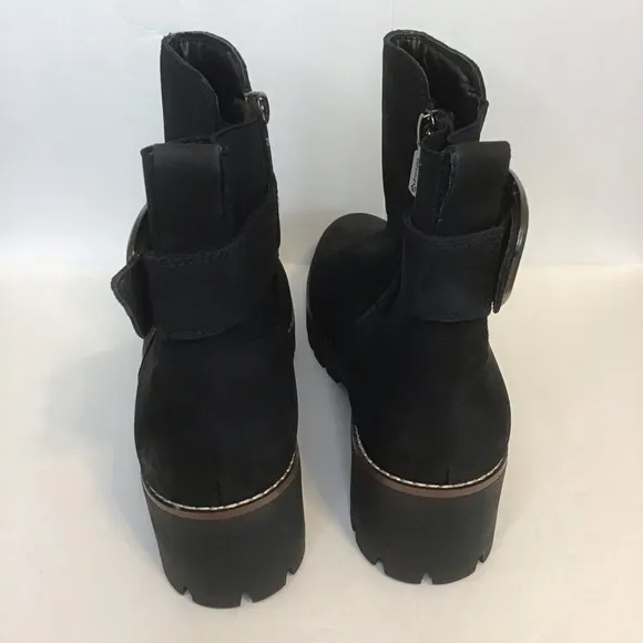 BLONDO Women's Black Suede DAHLIA WATERPROOF Lug Sole Ankle Boots 9.5 NEW