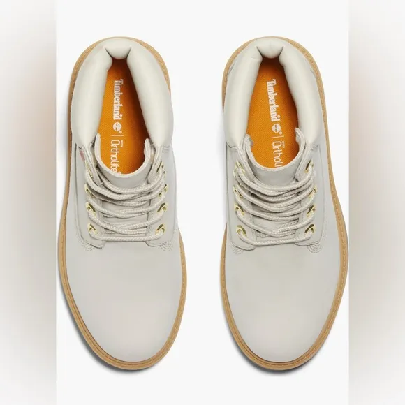 BNIB Timberland Stone Street 6” Waterproof Lace Up Leather Boots. Rainy (white).