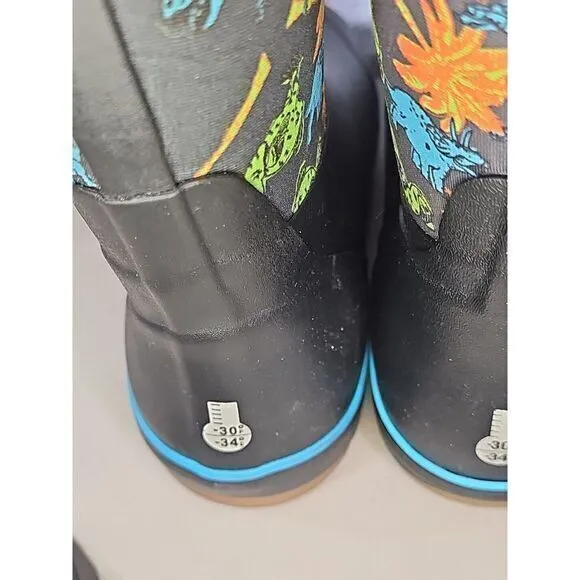 Bogs Classic II Dinosaur Kid's Rain Boots, Black Multi, K2 Size Youth 6