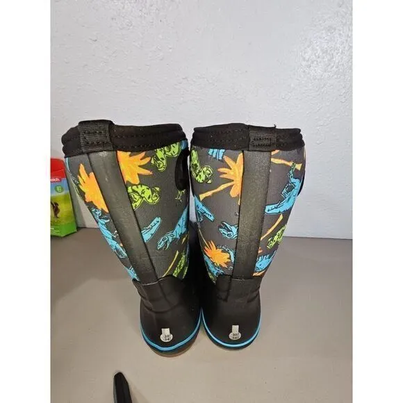 Bogs Classic II Dinosaur Kid's Rain Boots, Black Multi, K2 Size Youth 6