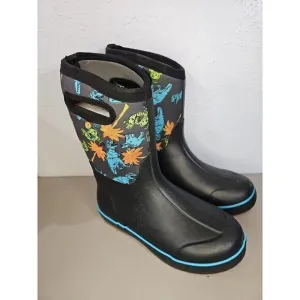 Bogs Classic II Dinosaur Kid's Rain Boots, Black Multi, K2 Size Youth 6
