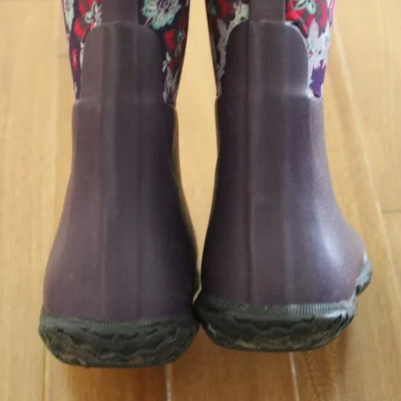 Bogs Rain Boots Range Flowers Purple Waterproof Neo Tech Youth Girls Size 2