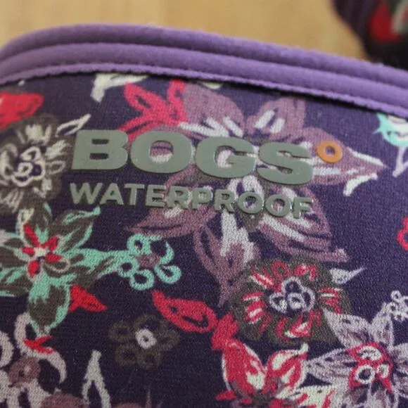 Bogs Rain Boots Range Flowers Purple Waterproof Neo Tech Youth Girls Size 2