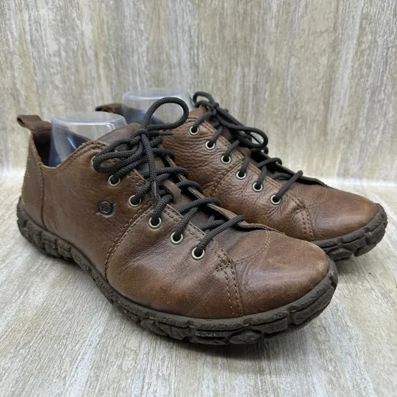 BORN Brown Grain LEATHER All-Terrain Walking Hiking Comfort Shoes Mens 9.5