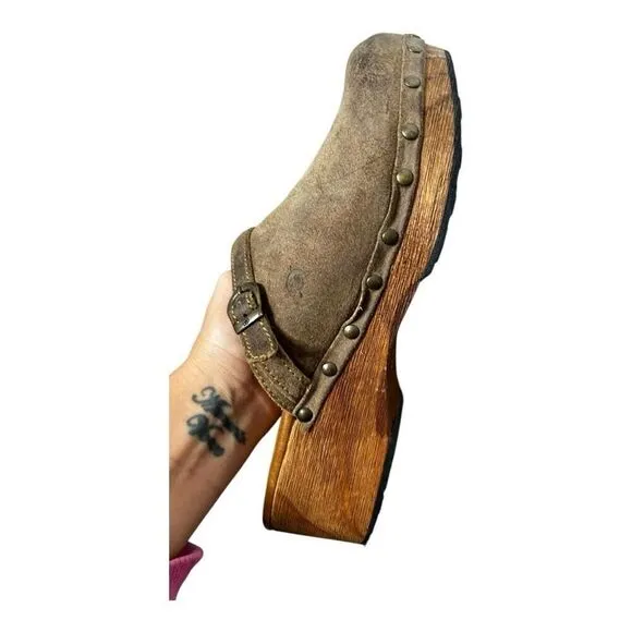 BORN JEWEL Glazed Ginger Distressed Brown Suede Leather Clogs Shoes Size 11