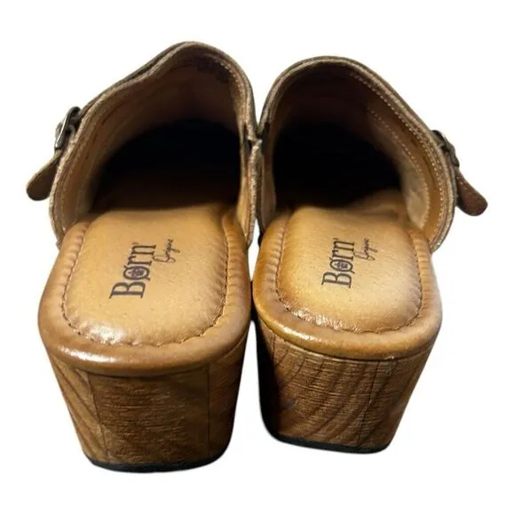 BORN JEWEL Glazed Ginger Distressed Brown Suede Leather Clogs Shoes Size 11