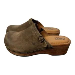 BORN JEWEL Glazed Ginger Distressed Brown Suede Leather Clogs Shoes Size 11