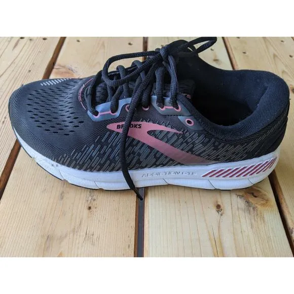 Brooks Addiction GTS Running Shoes Women's Size 9 Wide 2E Black Pink Support