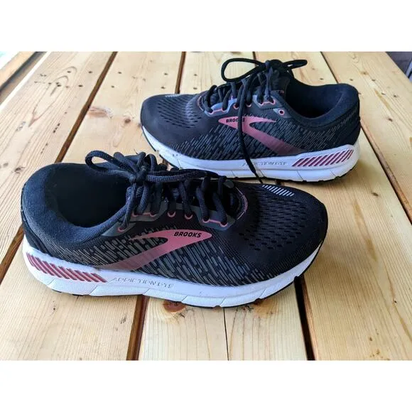 Brooks Addiction GTS Running Shoes Women's Size 9 Wide 2E Black Pink Support