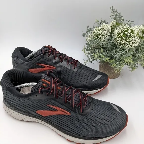 Brooks Adrenaline Gts 20 Mens Black Ebony Ketchup Size 12D pre owned