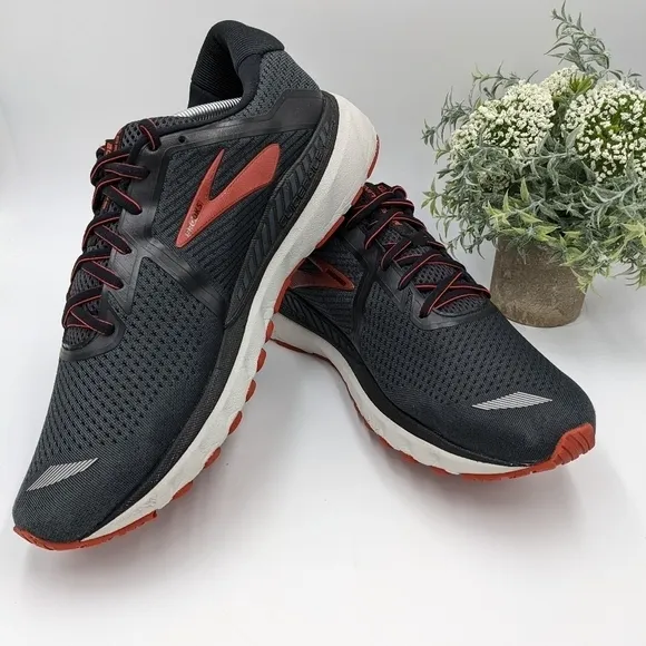Brooks Adrenaline Gts 20 Mens Black Ebony Ketchup Size 12D pre owned
