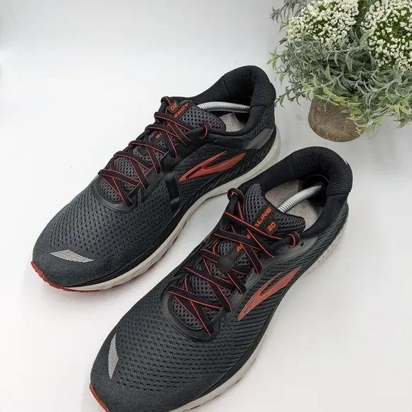 Brooks Adrenaline Gts 20 Mens Black Ebony Ketchup Size 12D pre owned