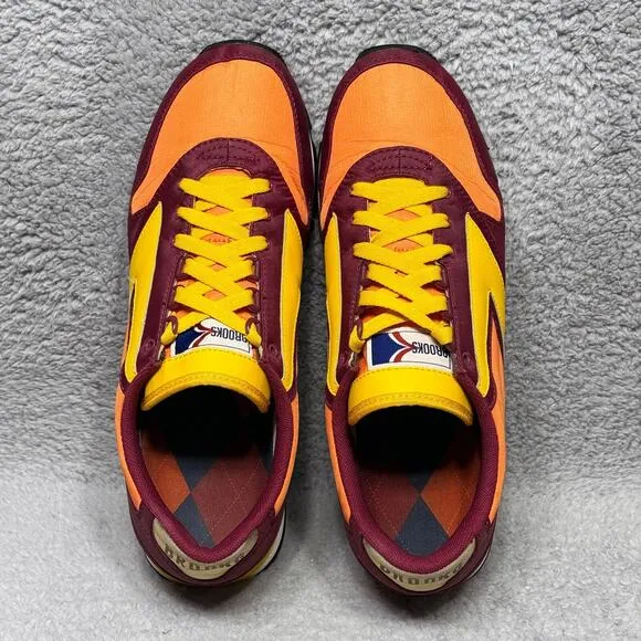 Brooks Chariot Mens Size 11 Running Shoes Sneakers Orange Yellow Burgundy RARE