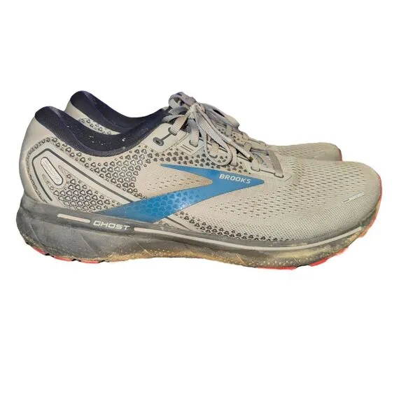 Brooks Ghost 14 Sneakers Men's 12.5 D Gray Blue Red Mesh Running Shoes