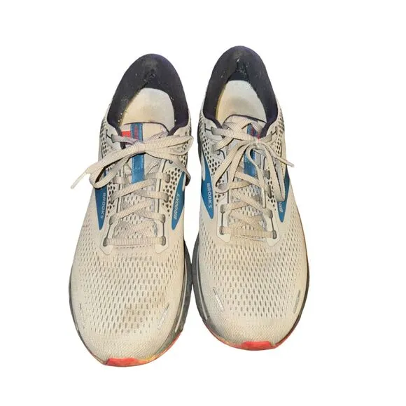 Brooks Ghost 14 Sneakers Men's 12.5 D Gray Blue Red Mesh Running Shoes