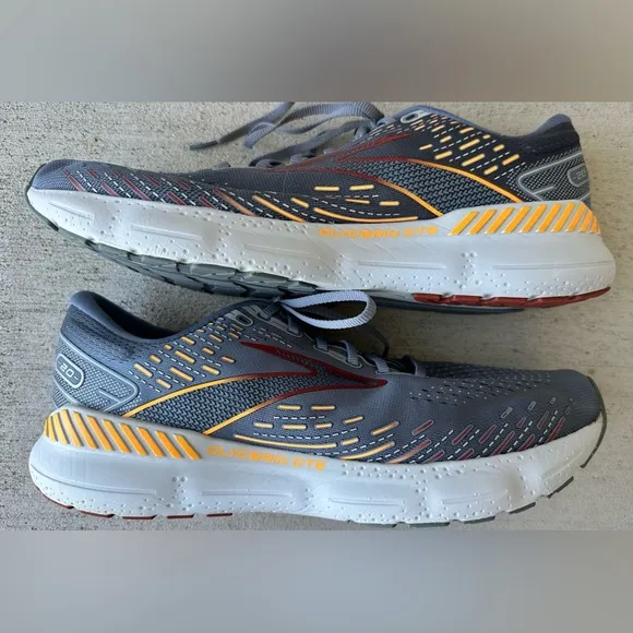 Brooks Glycerin GTS 20 Grey Orange Running Shoes 1103831D034 Men’s Size 13 VGC
