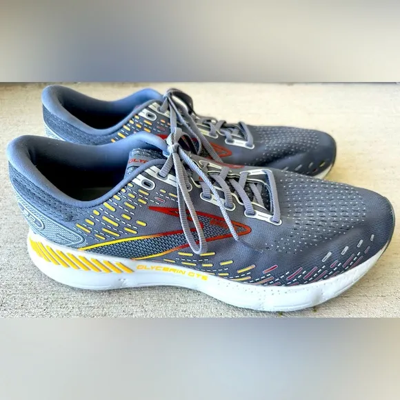 Brooks Glycerin GTS 20 Grey Orange Running Shoes 1103831D034 Men’s Size 13 VGC
