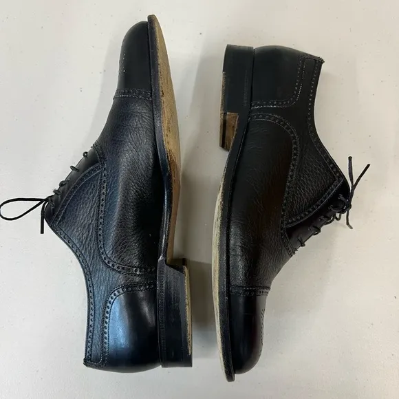 Bruno Magli Charles Oxford Black Leather Shoes Size 8W