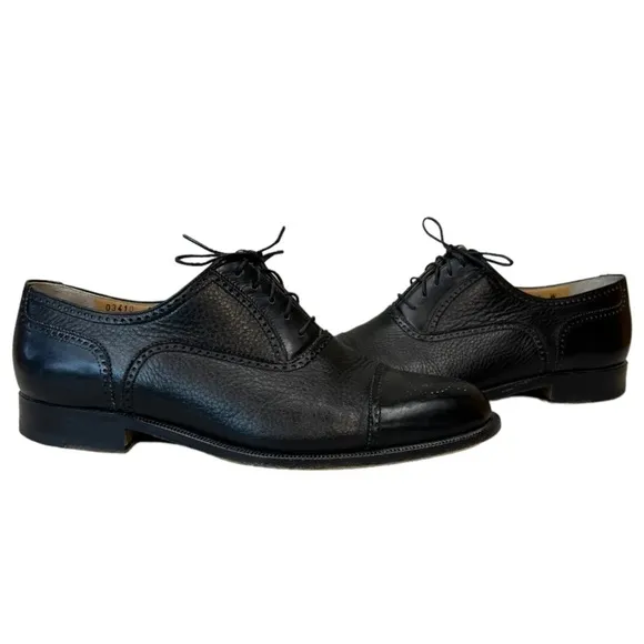 Bruno Magli Charles Oxford Black Leather Shoes Size 8W