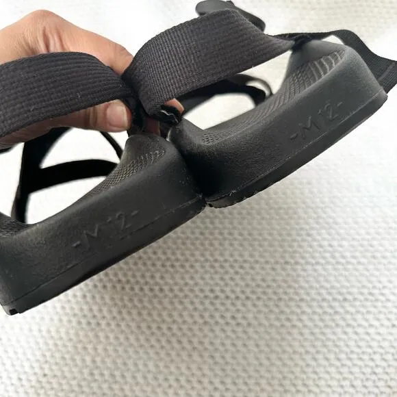 Chaco Men Solid Black Z Cloud Sport Outdoor Strappy Sandals Rubber Sole Size 12