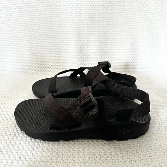 Chaco Men Solid Black Z Cloud Sport Outdoor Strappy Sandals Rubber Sole Size 12