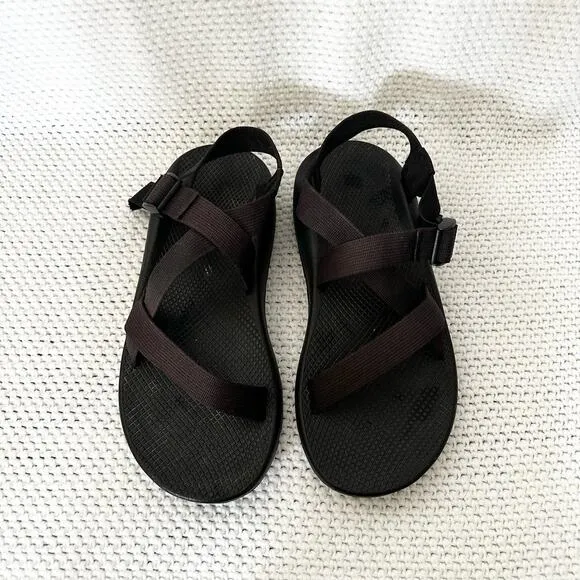 Chaco Men Solid Black Z Cloud Sport Outdoor Strappy Sandals Rubber Sole Size 12