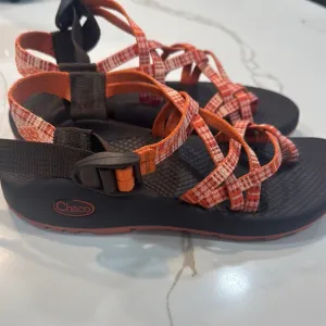 Chaco Orange and Brown Adventure Sandals