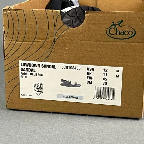 Chaco Sandals Mens 12M Lowdown Faded Blue Fog Outdoor Active New In Box NIB