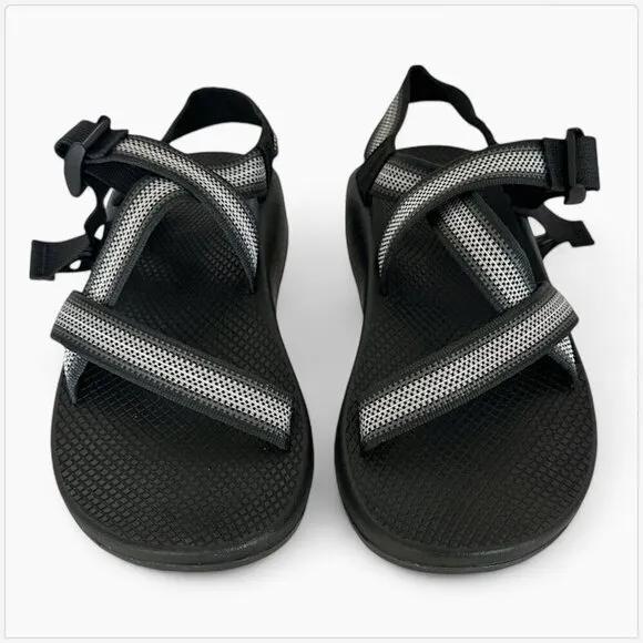 Chaco Split Gray Stripe Black Z/1 Adjustable Strap Classic Sandals NEW Men's 9W