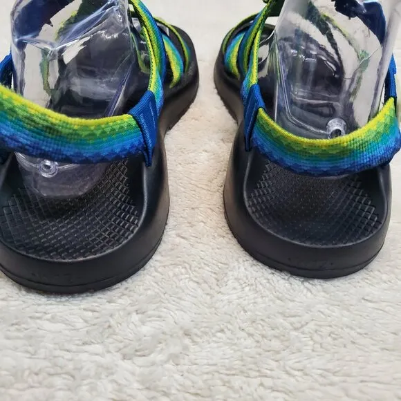 Chaco Vibram ZCloud Classic Green Blue Black Strap Hiking Camping Sandal Men 12