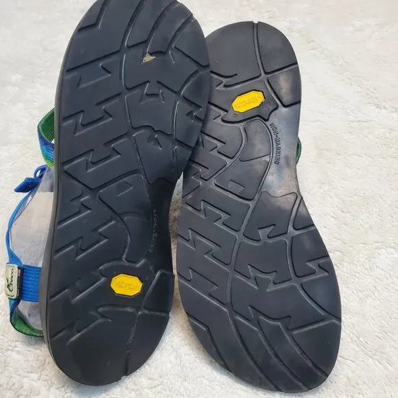 Chaco Vibram ZCloud Classic Green Blue Black Strap Hiking Camping Sandal Men 12