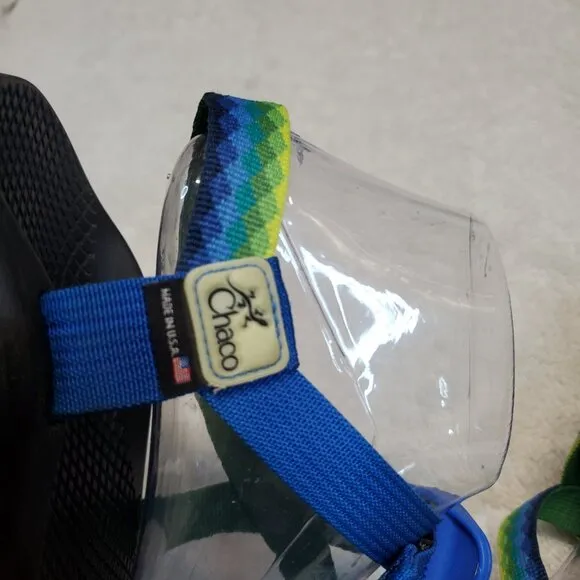 Chaco Vibram ZCloud Classic Green Blue Black Strap Hiking Camping Sandal Men 12