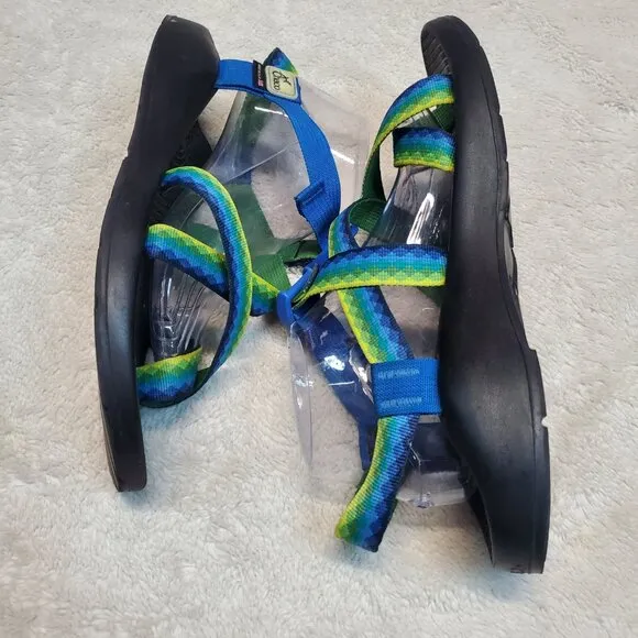 Chaco Vibram ZCloud Classic Green Blue Black Strap Hiking Camping Sandal Men 12