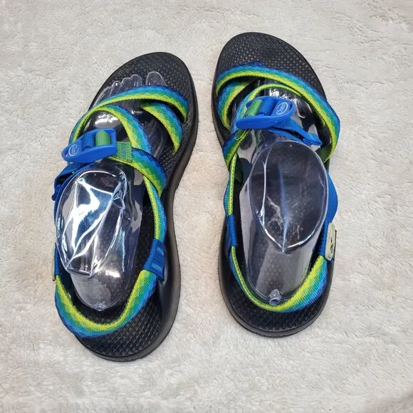 Chaco Vibram ZCloud Classic Green Blue Black Strap Hiking Camping Sandal Men 12