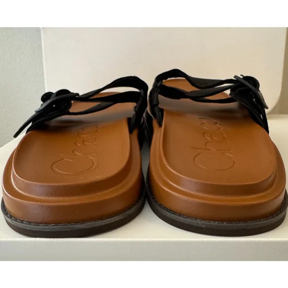 Chaco Women's Sandals Size 9 Townes Slide Midform Platform Leather Black &amp; Brown