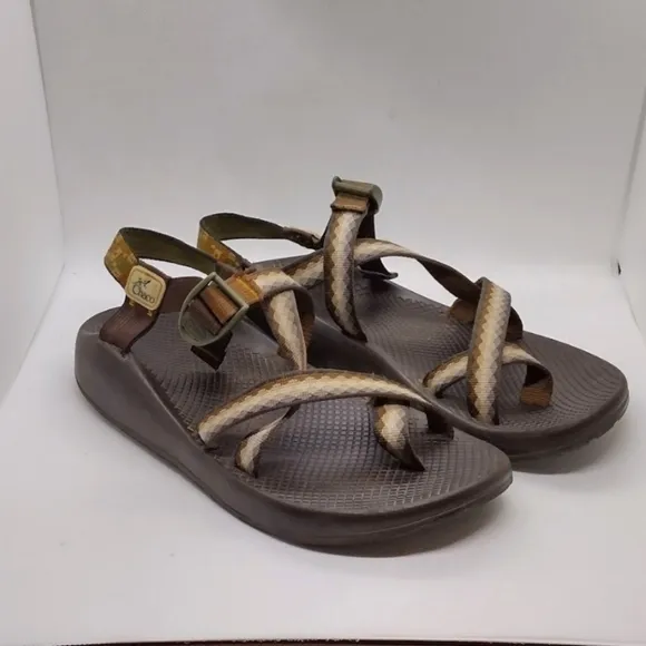 Chaco Z/2 Unaweep Sandals Men's 10 Brown Cream Hiking Camping Outdoor Fishing