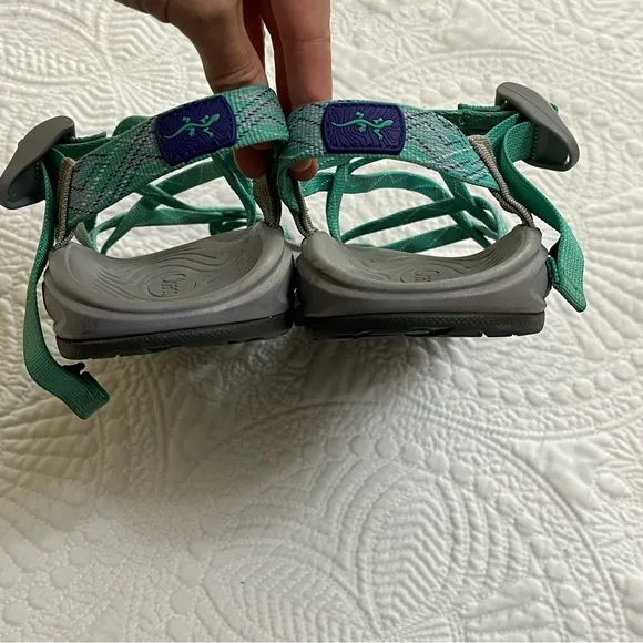 CHACO ZVolv X2 Jacquard Web Hiking Sandals Buckle Teal Green Size 10