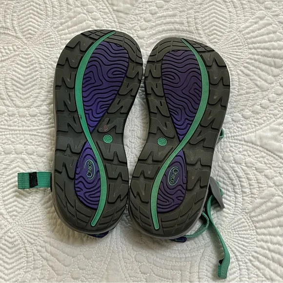 CHACO ZVolv X2 Jacquard Web Hiking Sandals Buckle Teal Green Size 10