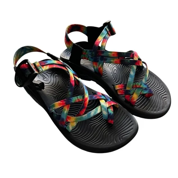 Chaco Z/Volv X2 Strappy Outdoor Sandals, Women's Size 5, Rainbow Tie Dye
