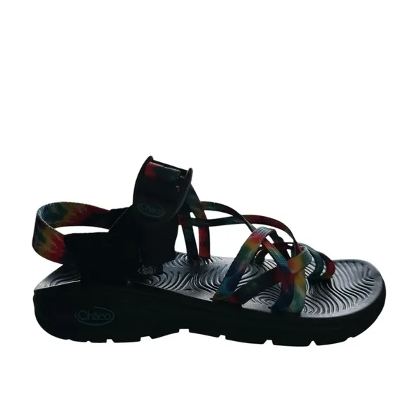 Chaco Z/Volv X2 Strappy Outdoor Sandals, Women's Size 5, Rainbow Tie Dye