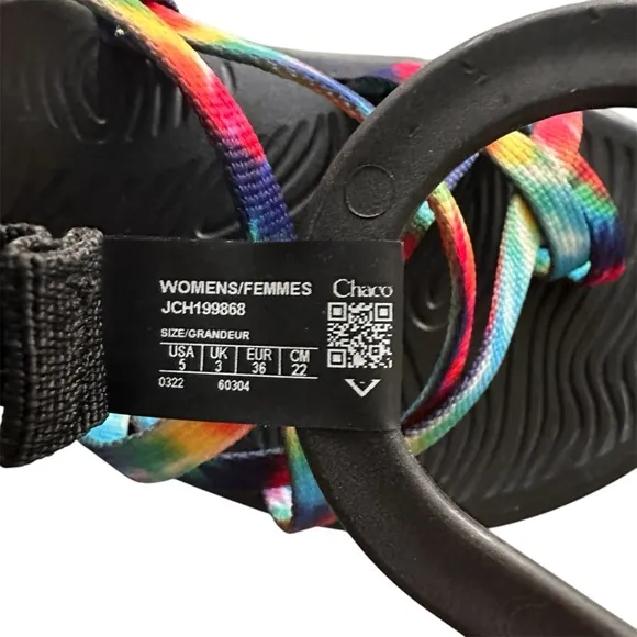 Chaco Z/Volv X2 Strappy Outdoor Sandals, Women's Size 5, Rainbow Tie Dye