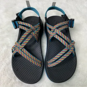Chaco ZX1 Kid's Outdoor Strappy Blue Rainbow Sandals Size 4