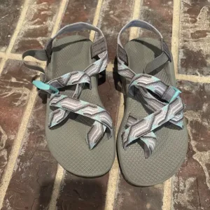 Chaco’s Womens Z/2 Classic Strappy Hiking Outdoors Sandals Teal Gray Aztec Sz 6