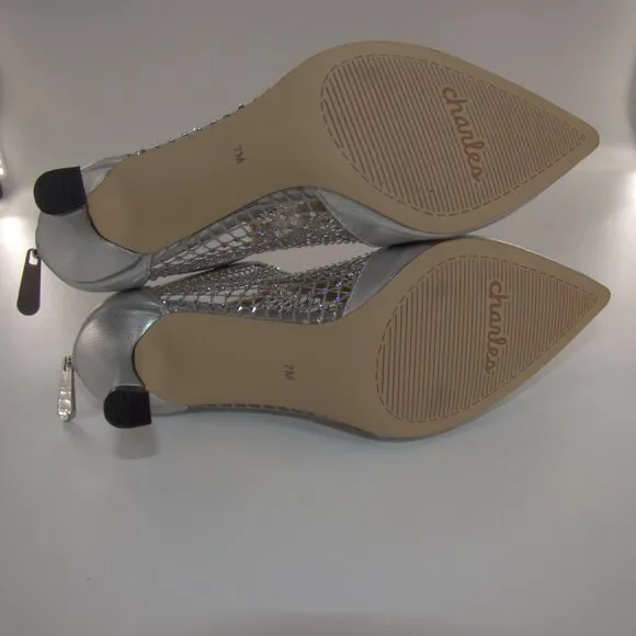 Charles by Charles David Arnie Bling Sliver Mesh Metallic Heel Booties Size 7