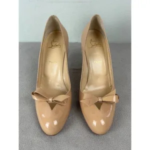 Christian Louboutin Tan Red Bottom Stilleto Bow Heels Shoes   Women's Size 40