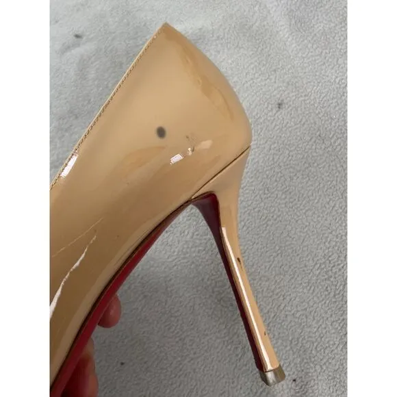 Christian Louboutin Tan Red Bottom Stilleto Bow Heels Shoes   Women's Size 40
