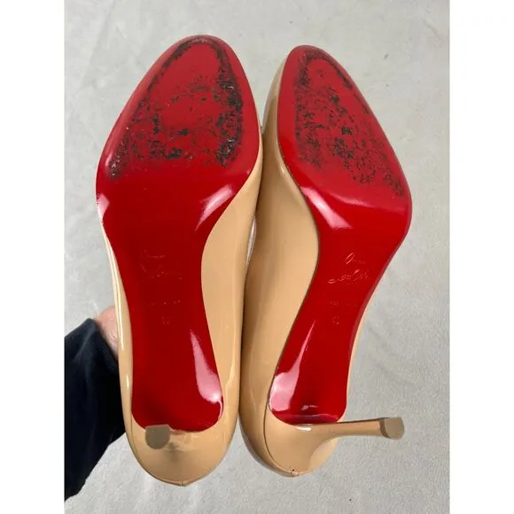 Christian Louboutin Tan Red Bottom Stilleto Bow Heels Shoes   Women's Size 40