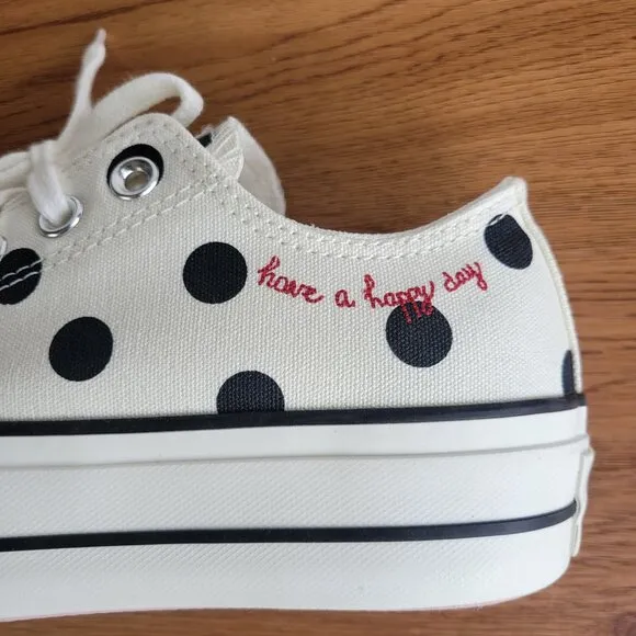 ⭐Chuck Taylor All Star Lift Platform Polka Dots Sz 7.5 Women Shoes White A10689C