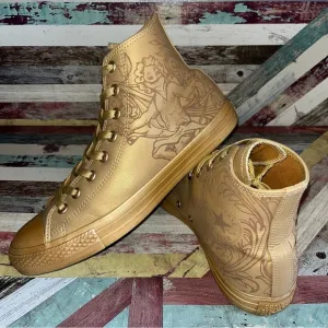 Chuck Taylor All Star Men’s Converse Hi Laser Baroque Sneakers Shoes Gold EUC 9